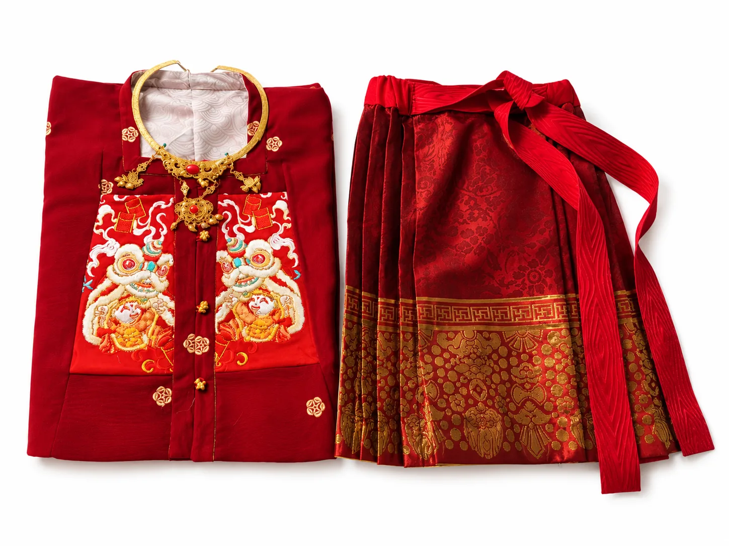 小孩方领补服小广袖不接袖